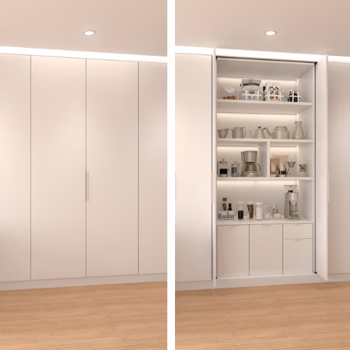 ALT-ST20-D360M-22 - Pocket Door System - Inset - Lateral Opening - M Type - 22 Inch Deep Slides - Kit For 1 Door - Sugatsune